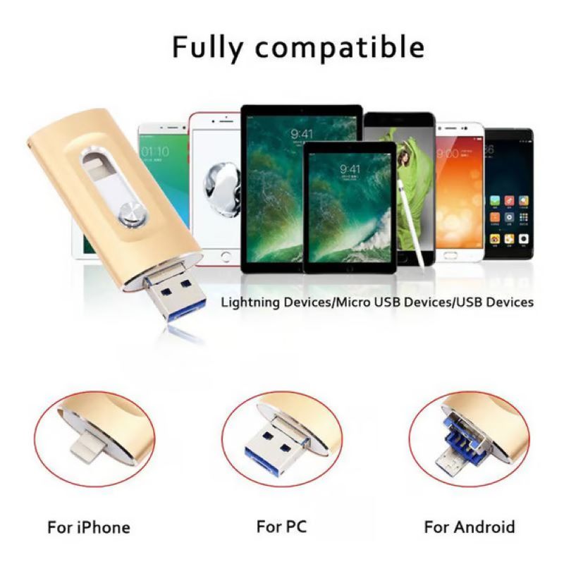 3-in-1 USB-flashdrive voor Mobiele Telefoon en Computer