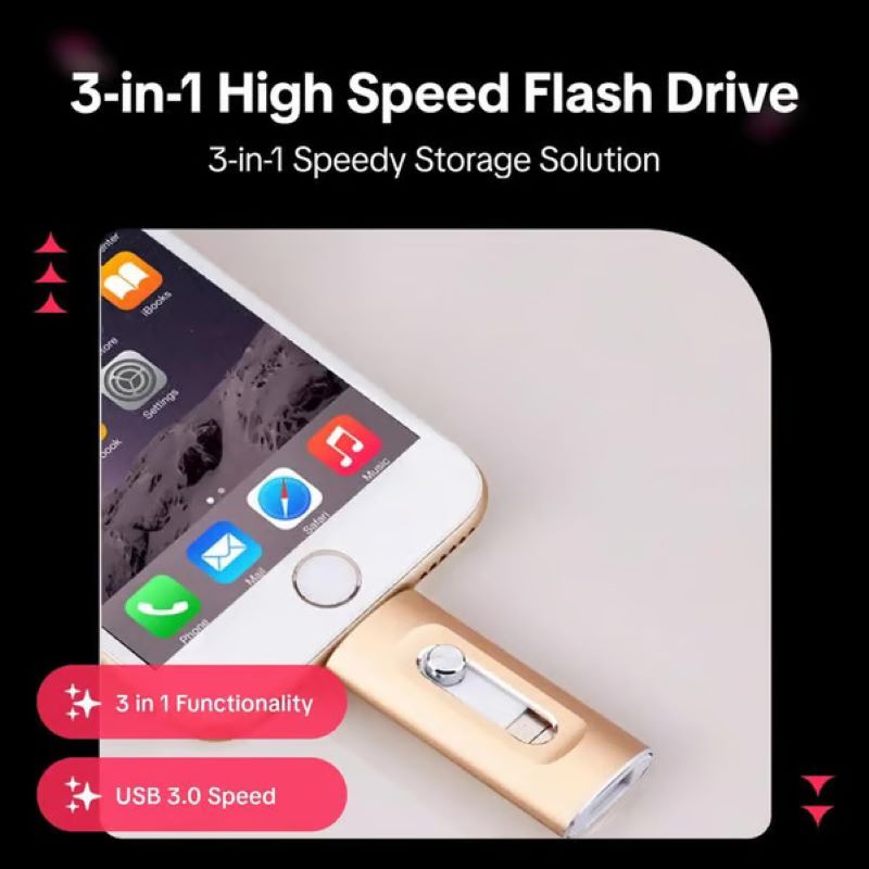 3-in-1 USB-flashdrive voor Mobiele Telefoon en Computer