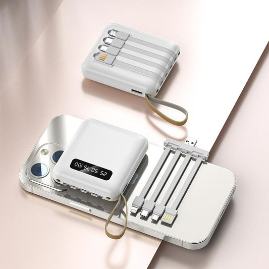Draagbare Mini-Powerbank 20000 mAh met Geïntegreerde Kabels