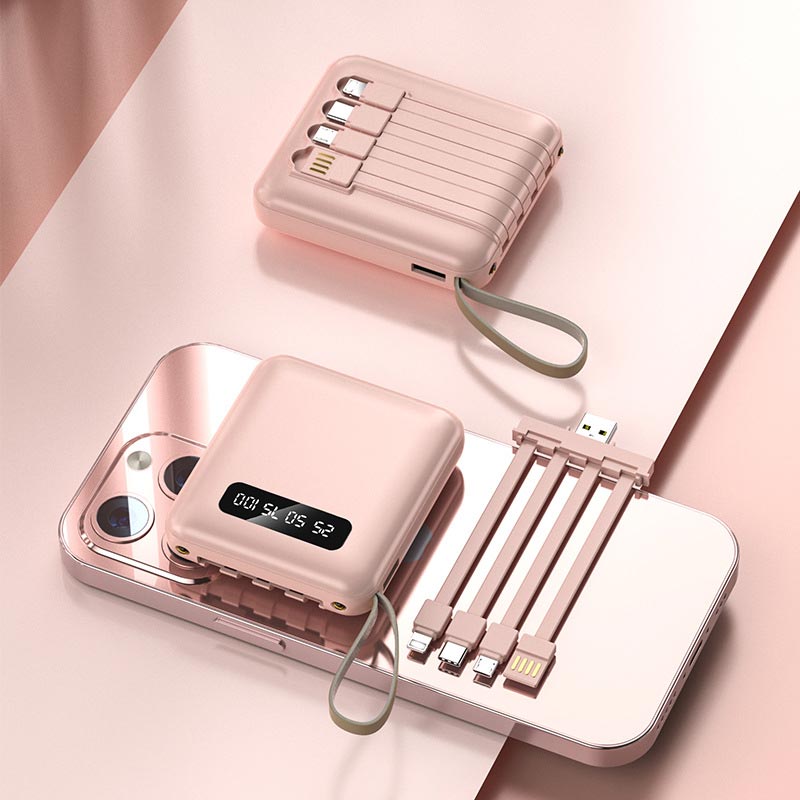 Draagbare Mini-Powerbank 20000 mAh met Geïntegreerde Kabels