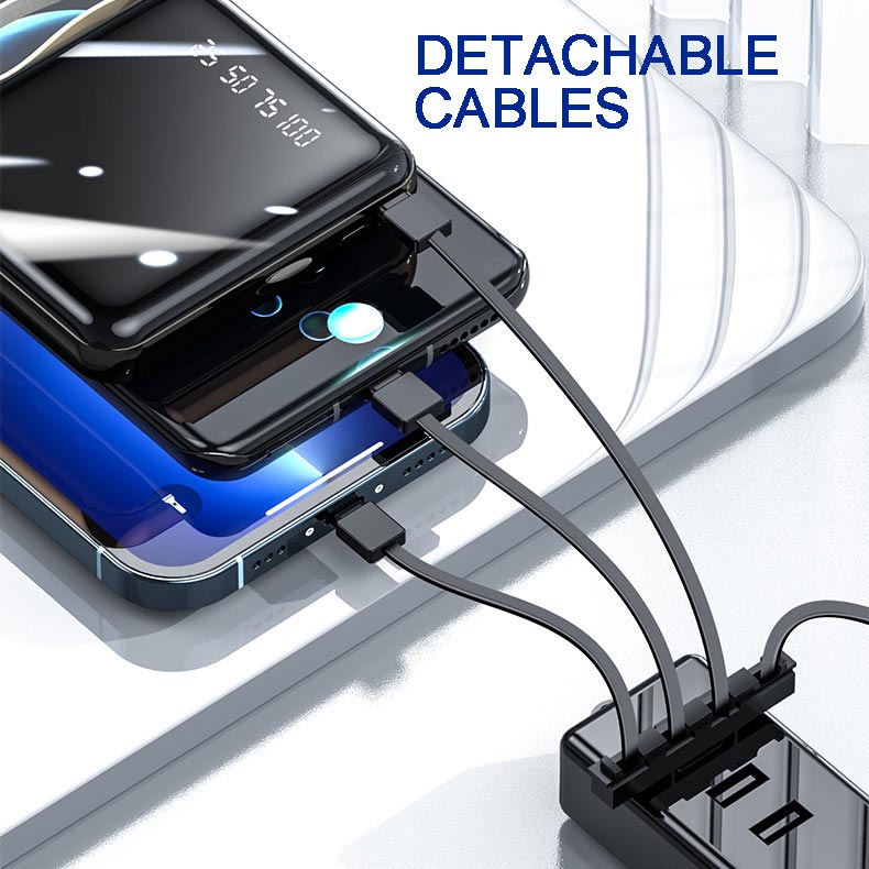 Draagbare Mini-Powerbank 20000 mAh met Geïntegreerde Kabels