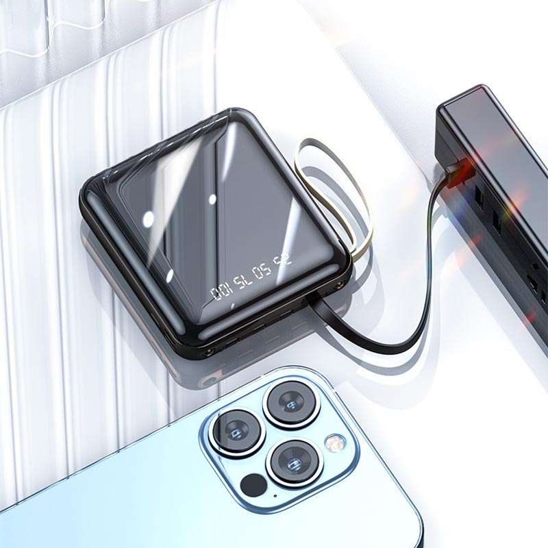 Draagbare Mini-Powerbank 20000 mAh met Geïntegreerde Kabels