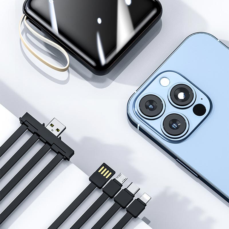 Draagbare Mini-Powerbank 20000 mAh met Geïntegreerde Kabels