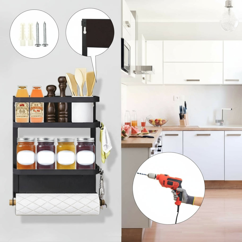 magnetisch keuken kruidenrek met keukenpapier houder – oryden