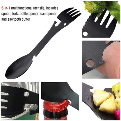 Multitool Spork 5 in 1 Voor Buitenactiviteiten