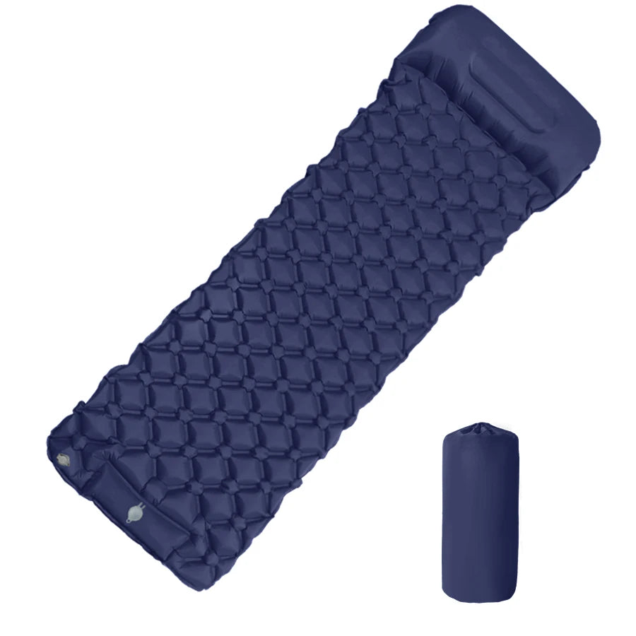 Outdoor Camping Inflatable Mattress Sleeping Pad With Pillows Ultralight Air Mat Built In Inflator Pump Hiking