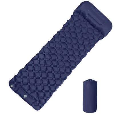 Outdoor Camping Inflatable Mattress Sleeping Pad With Pillows Ultralight Air Mat Built In Inflator Pump Hiking