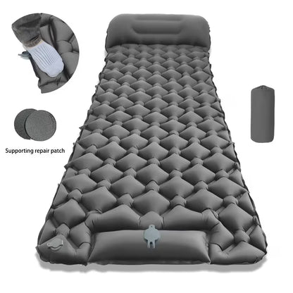 Outdoor Camping Inflatable Mattress Sleeping Pad With Pillows Ultralight Air Mat Built In Inflator Pump Hiking