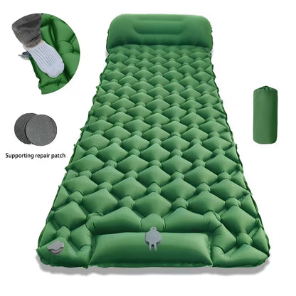 Outdoor Camping Inflatable Mattress Sleeping Pad With Pillows Ultralight Air Mat Built In Inflator Pump Hiking