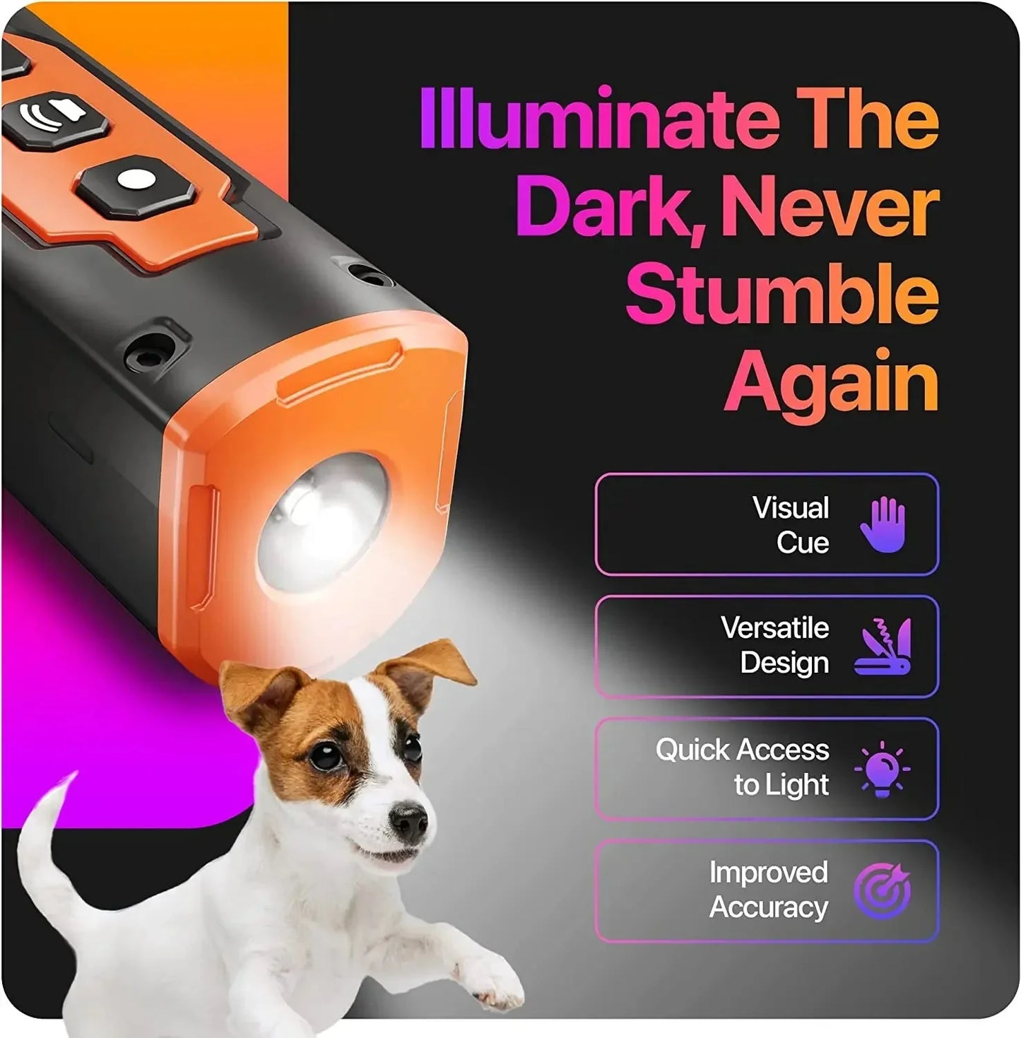 Ultrasone Anti Blaf Trainer met LED Zaklamp  – Oplaadbare Honden Afweerapparaat